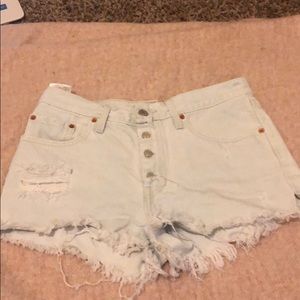 Levi’s 501 Denim Cut Off Shorts. Light wash